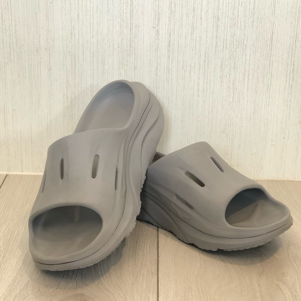 Hoka One One Slip-On Slide Sandals in Light Gray